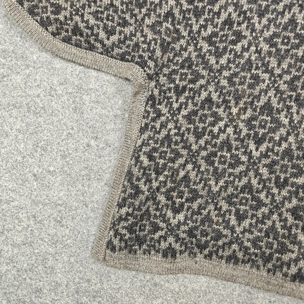 Alpaca Warehouse Poncho Womens Medium Gray Alpaca Knit Button Collared Geometric - Picture 7 of 15
